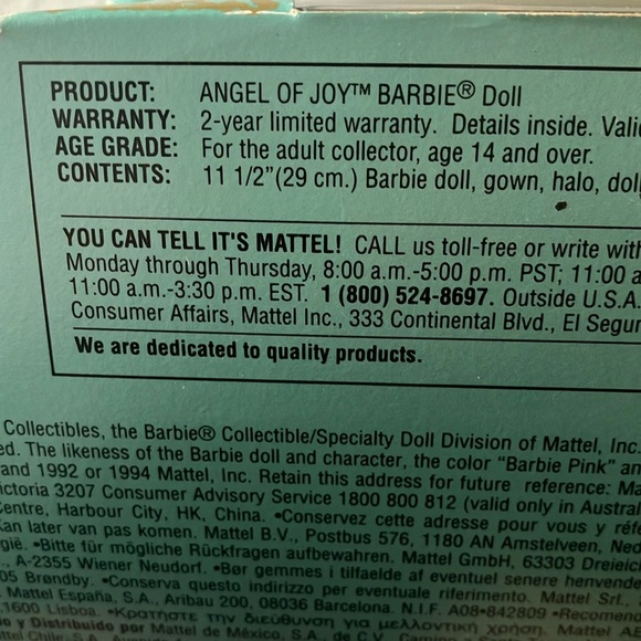 Barbie: 1998 Angel of Joy Collector Doll- Vintage - Picture 9 of 16